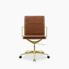 Bria Office Chair | Vintage Tan Faux Leather & Brass