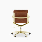 Bria Office Chair | Vintage Tan Faux Leather & Brass