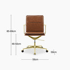 Bria Office Chair | Vintage Tan Faux Leather & Brass