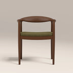 Luma Wooden Carver Dining Chair | Moss Green Sustainable Mohair Velvet & Walnut