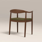Luma Wooden Carver Dining Chair | Moss Green Sustainable Mohair Velvet & Walnut