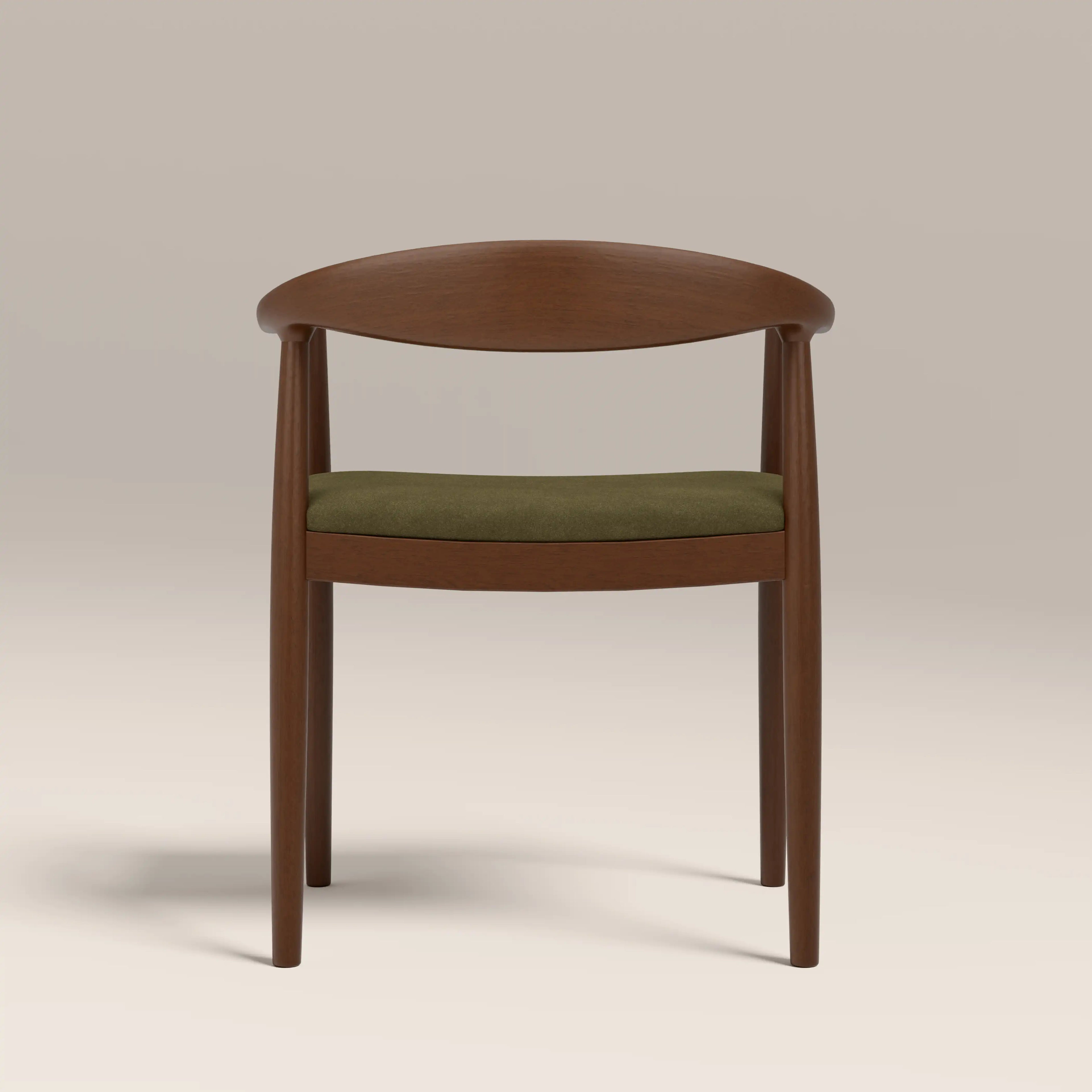 Luma Wooden Carver Dining Chair | Moss Green Sustainable Mohair Velvet & Walnut