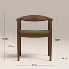 Luma Wooden Carver Dining Chair | Moss Green Sustainable Mohair Velvet & Walnut