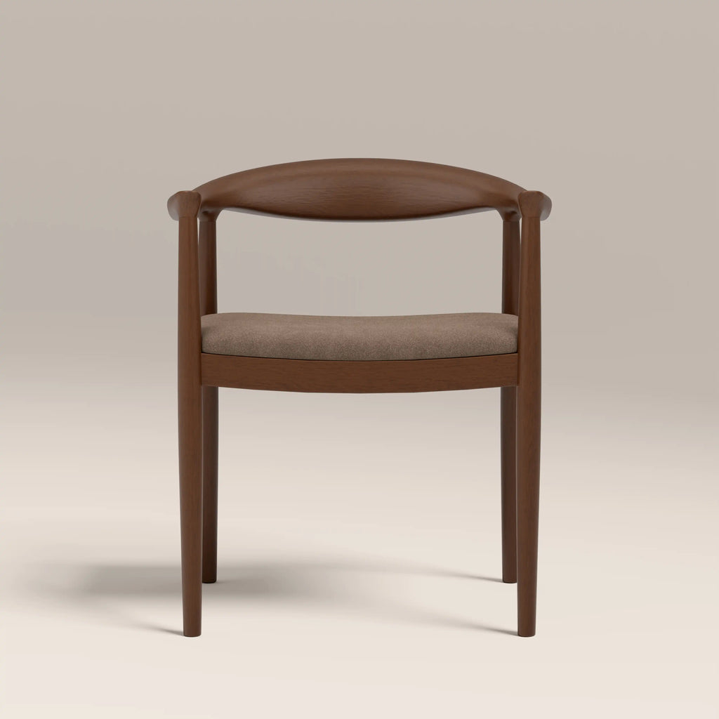 Luma Wooden Carver Dining Chair | Truffle Brown Sustainable Mohair Velvet & Walnut