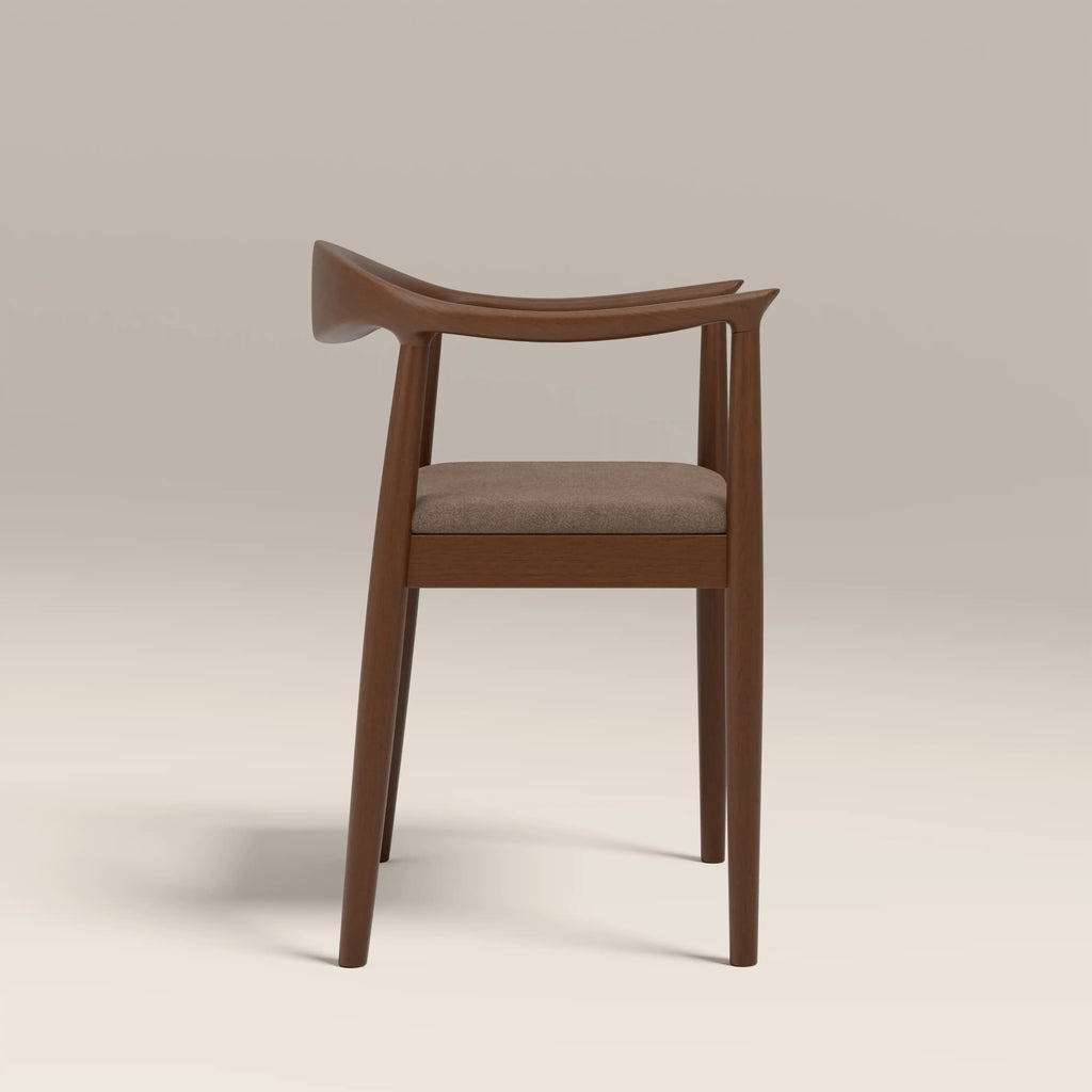 Luma Wooden Carver Dining Chair | Truffle Brown Sustainable Mohair Velvet & Walnut