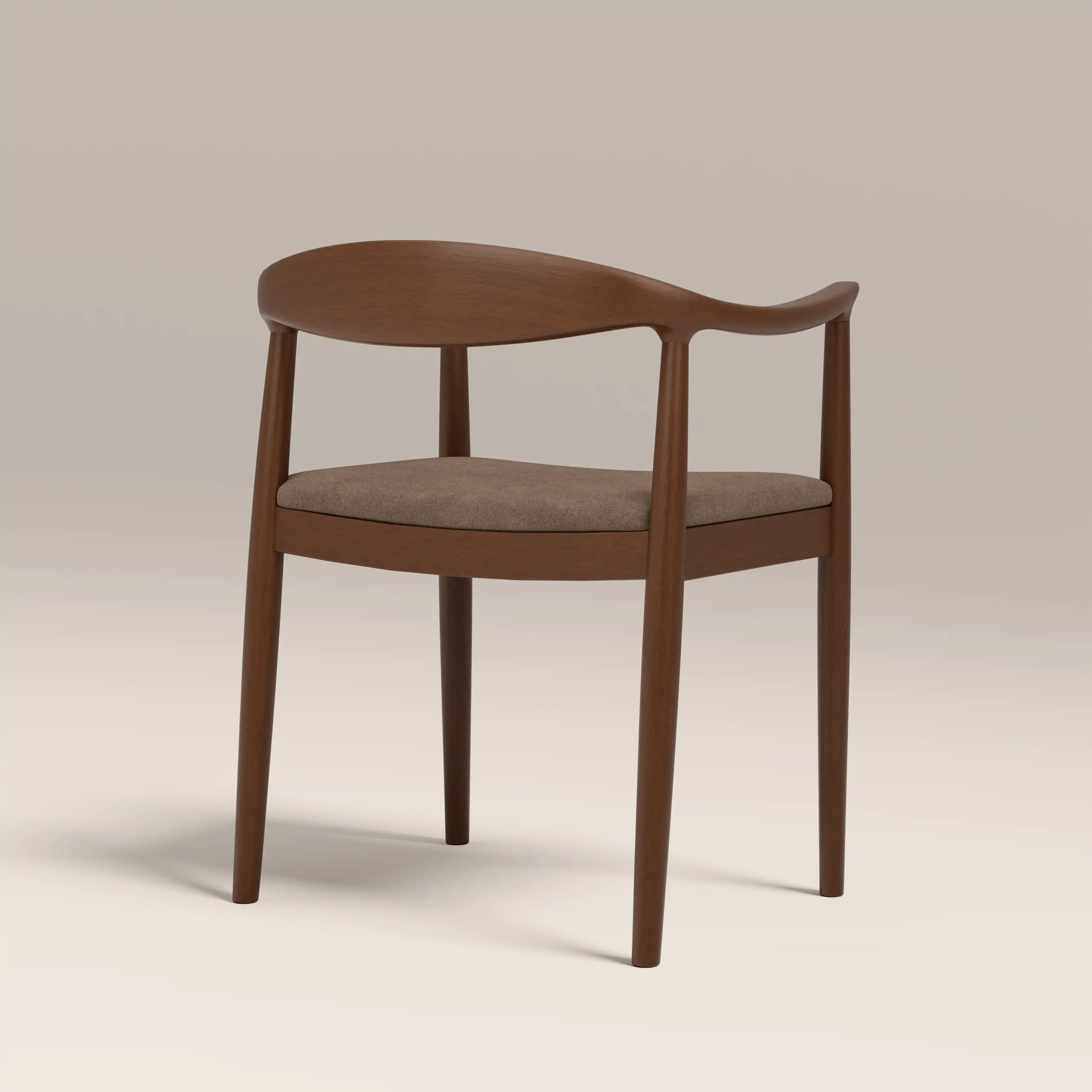 Luma Wooden Carver Dining Chair | Truffle Brown Sustainable Mohair Velvet & Walnut