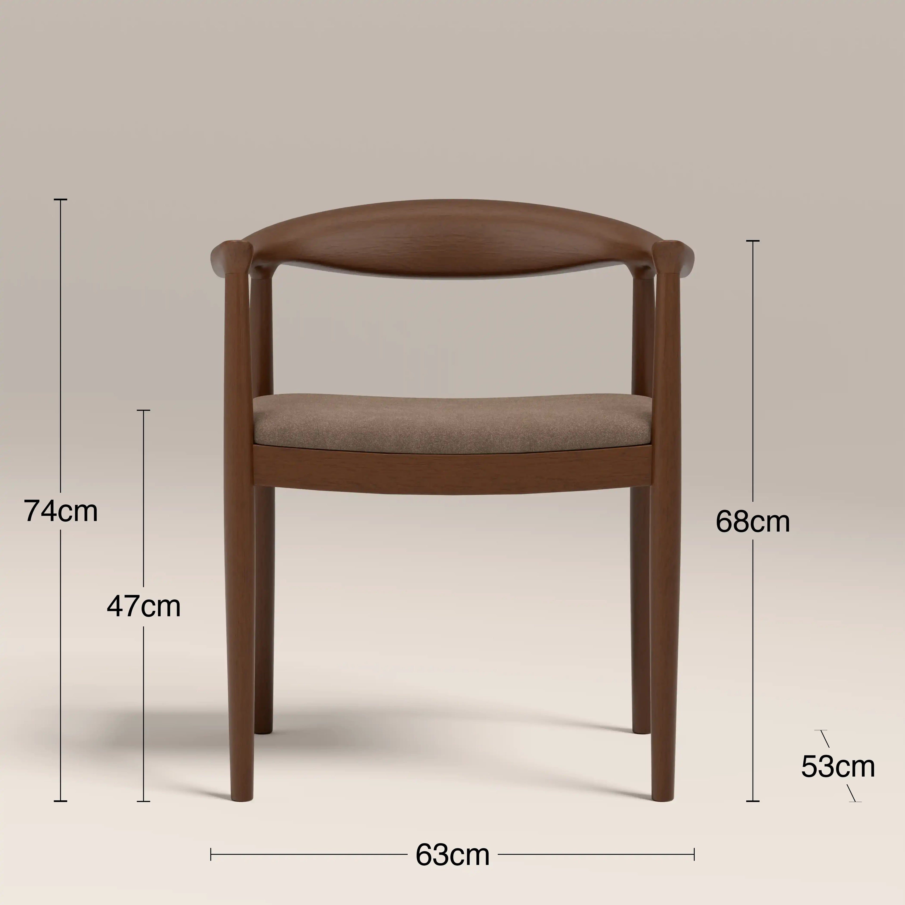 Luma Wooden Carver Dining Chair | Truffle Brown Sustainable Mohair Velvet & Walnut