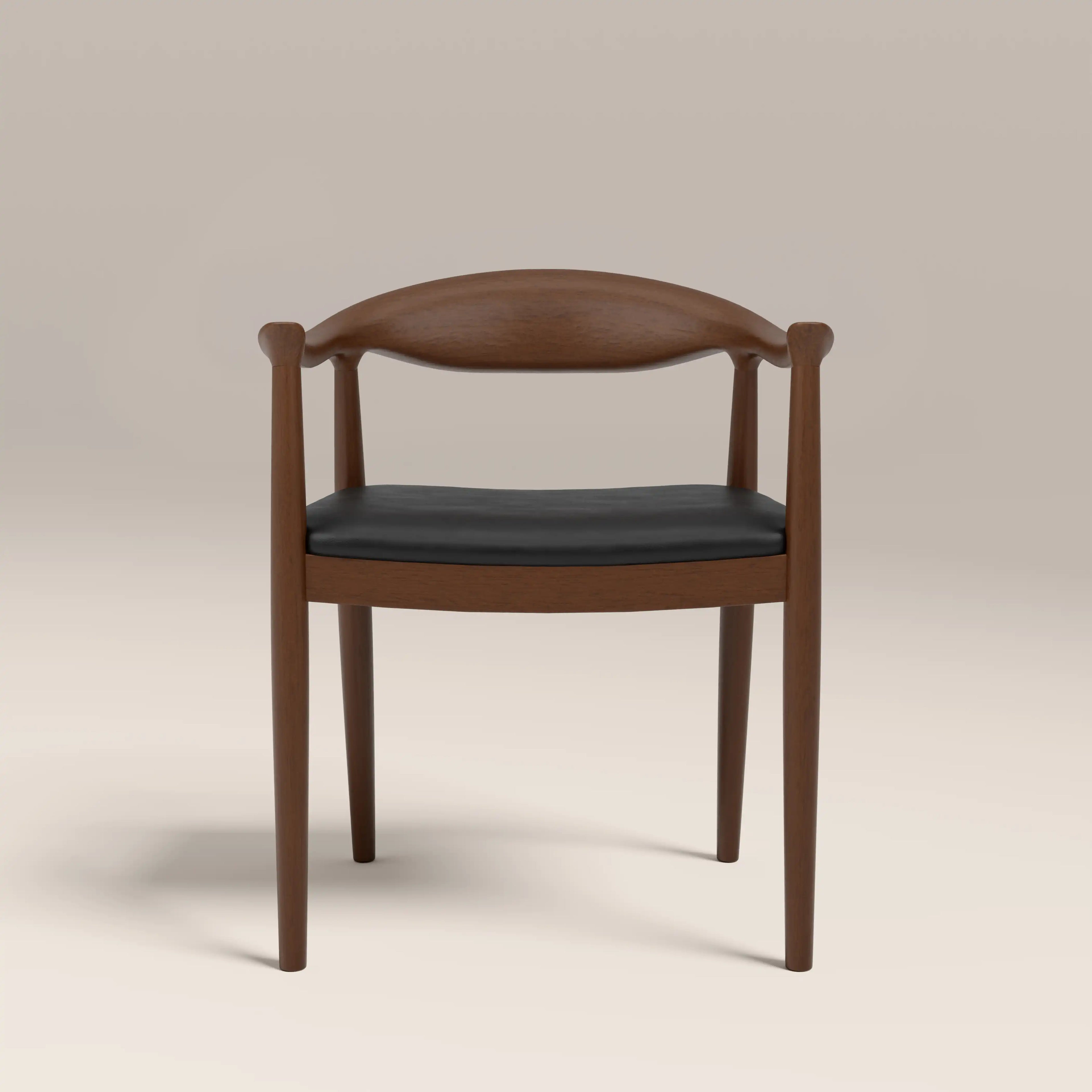 Luma Wooden Carver Dining Chair | Vintage Black Faux Leather & Walnut