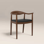 Luma Wooden Carver Dining Chair | Vintage Black Faux Leather & Walnut