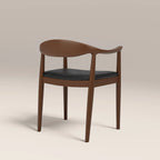 Luma Wooden Carver Dining Chair | Vintage Black Faux Leather & Walnut