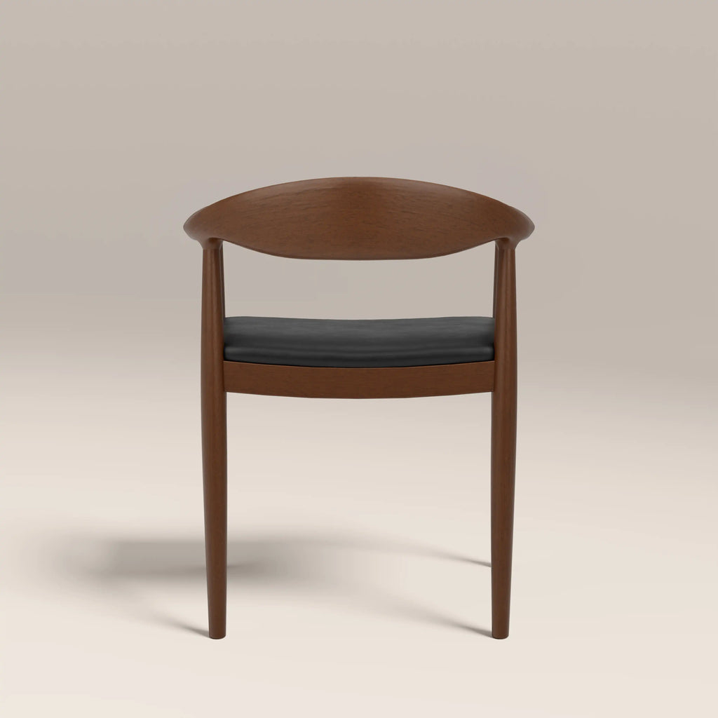 Luma Wooden Carver Dining Chair | Vintage Black Faux Leather & Walnut