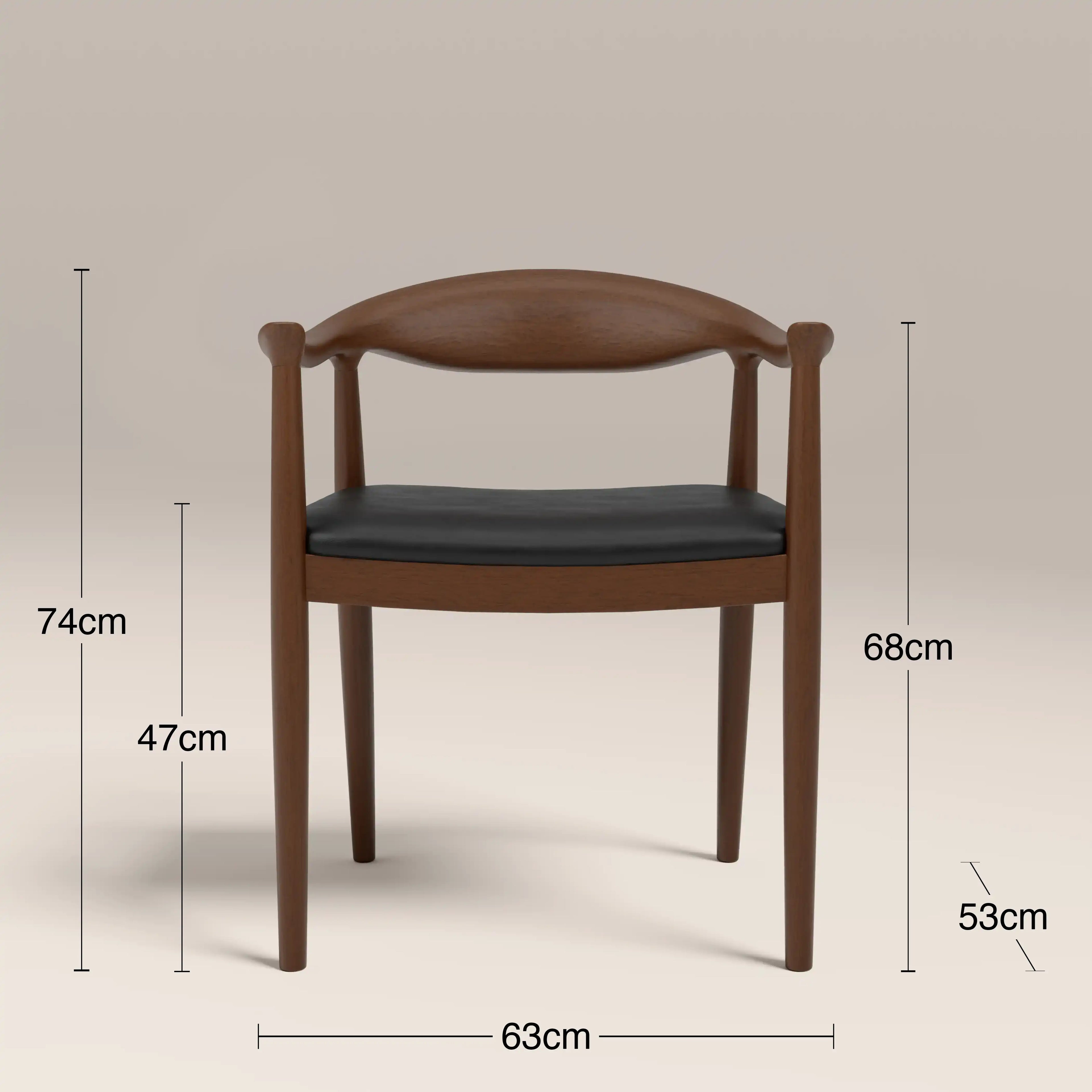 Luma Wooden Carver Dining Chair | Vintage Black Faux Leather & Walnut