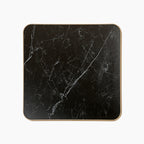 Delina Square Table Top | Black Sintered Stone & Brass