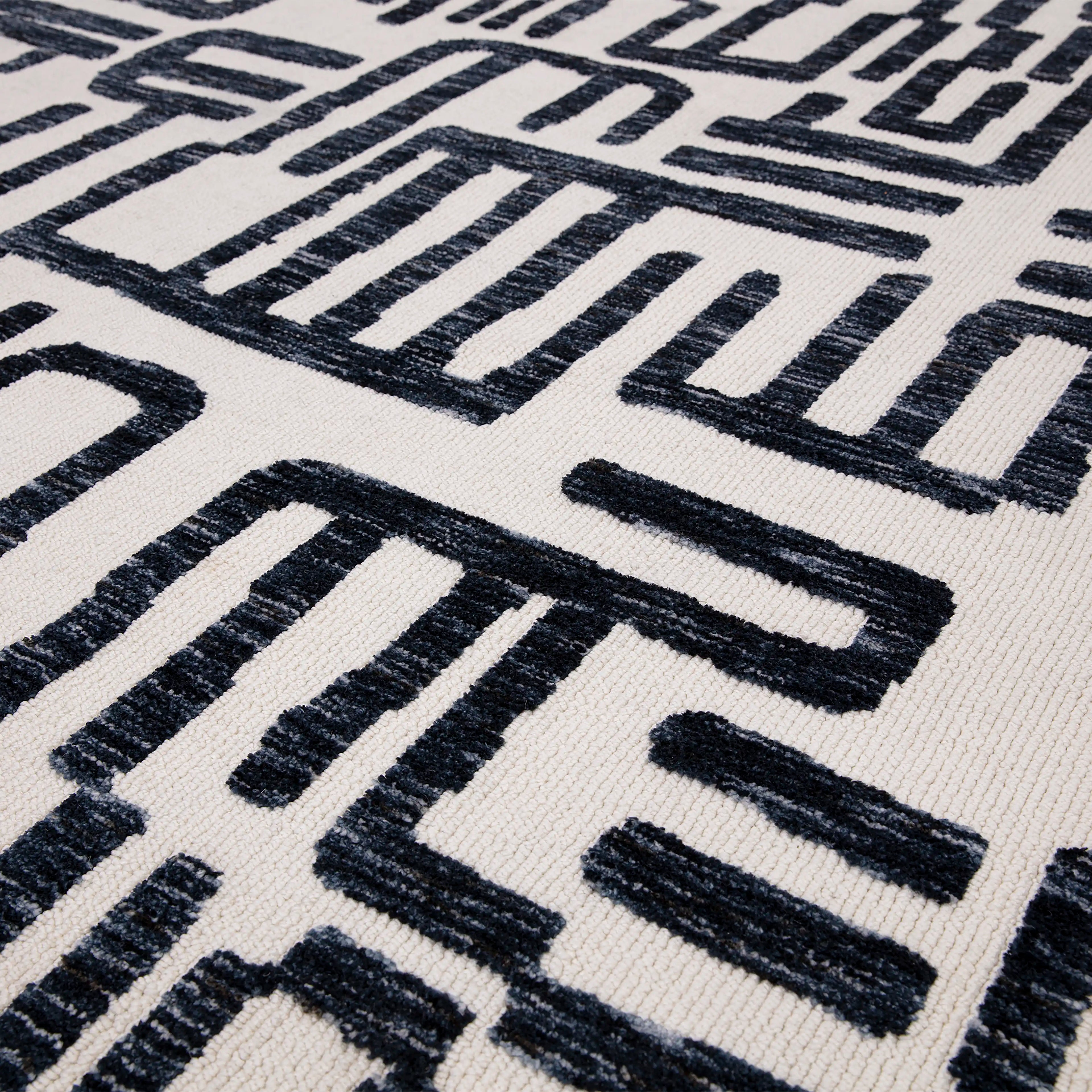 Mason Script Rug | Cream & Black