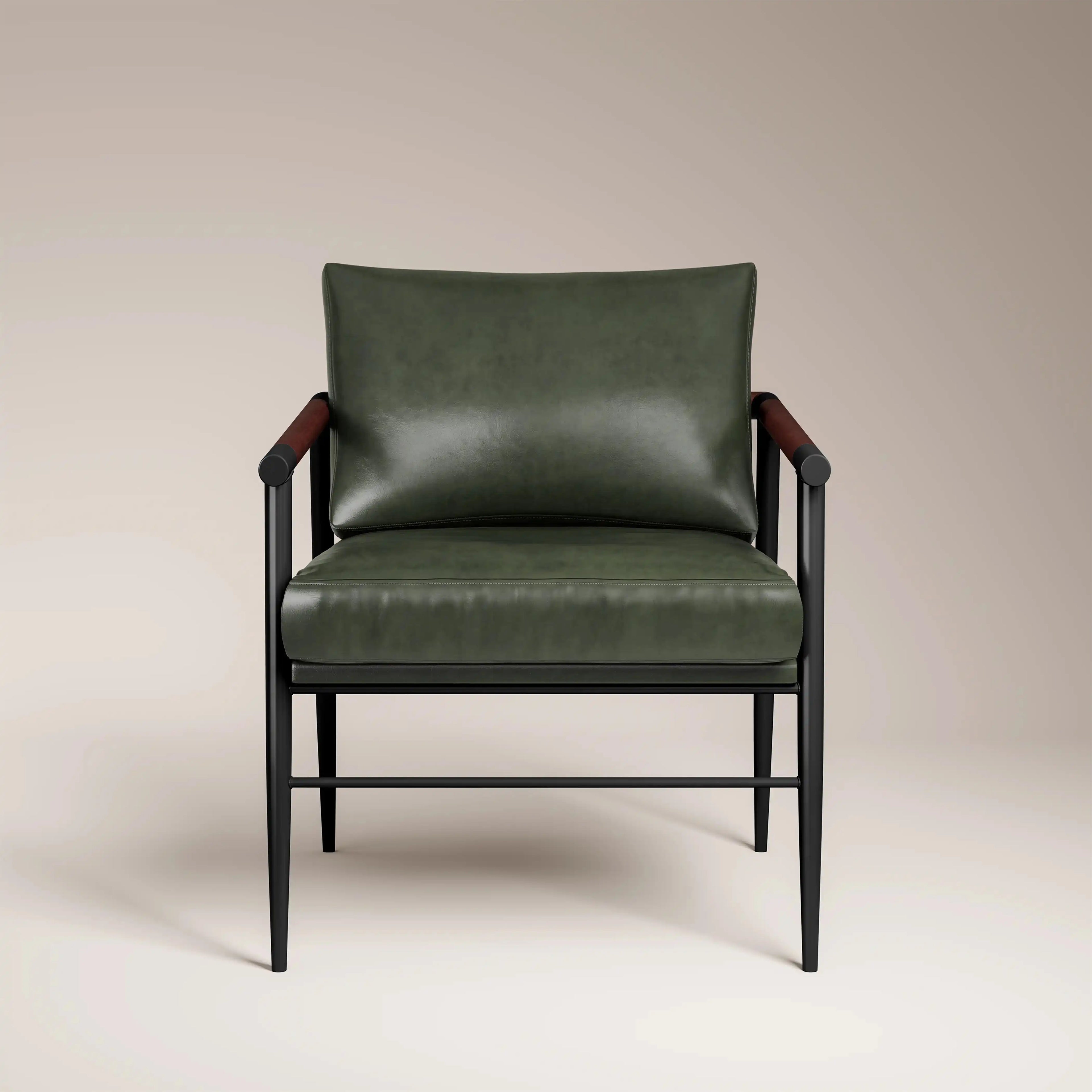 Barbican Armchair | Vintage Green Faux Leather & Black