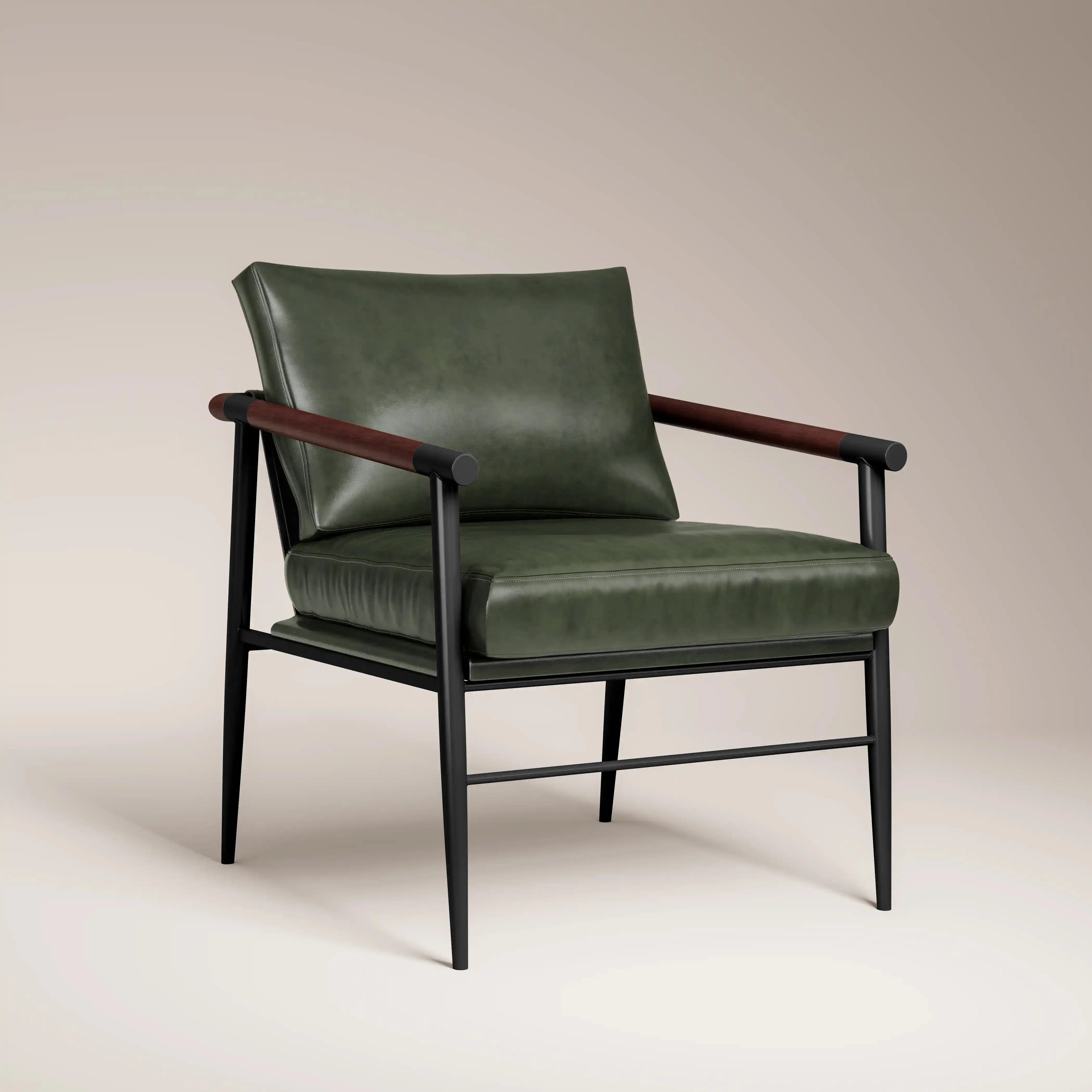 Barbican Armchair | Vintage Green Faux Leather & Black