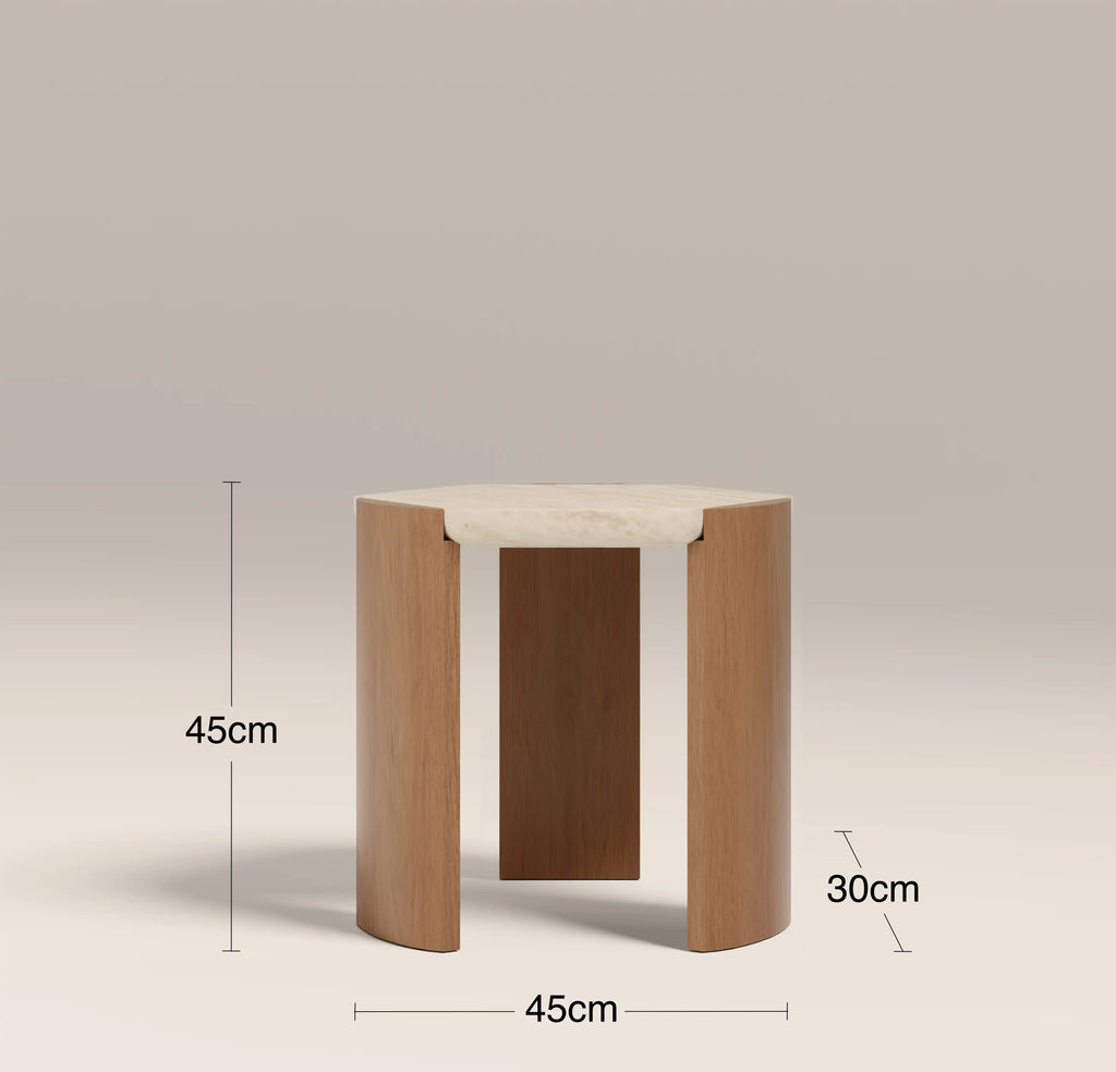 Leilani Side Table | Travertine & Oak