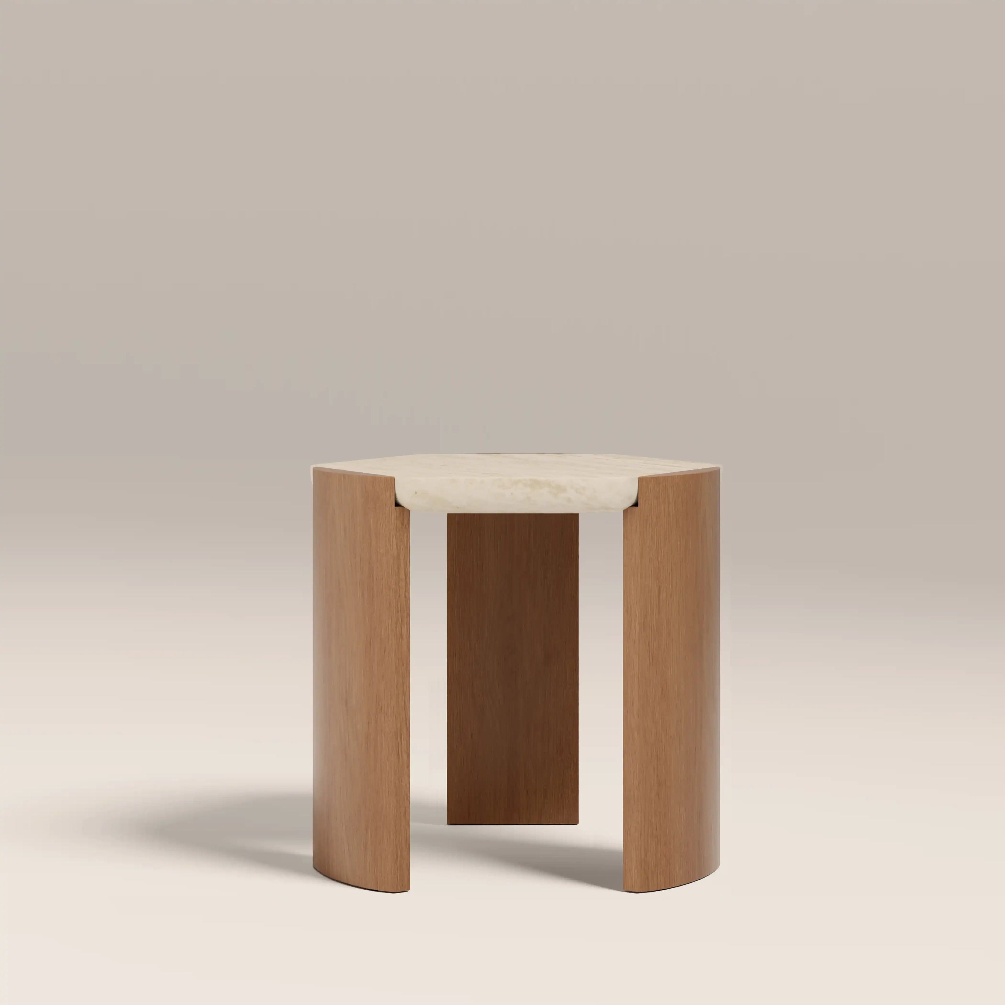 Leilani Side Table | Travertine & Oak