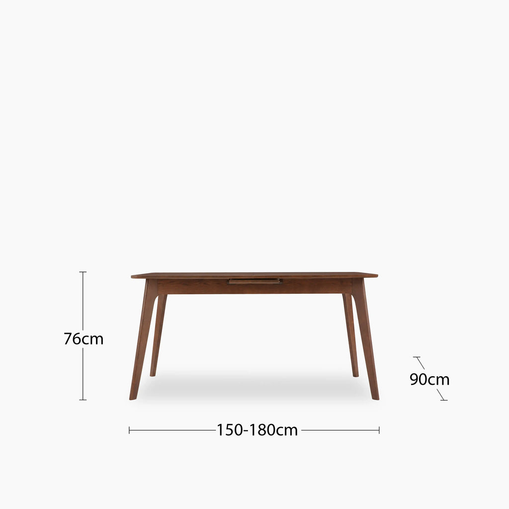 Landon 4-6 Seat Rectangle Wooden Extendable Dining Table | Walnut