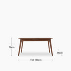 Landon 4-6 Seat Rectangle Wooden Extendable Dining Table | Walnut