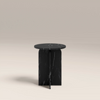 Eli Round Side Table | Black Marble