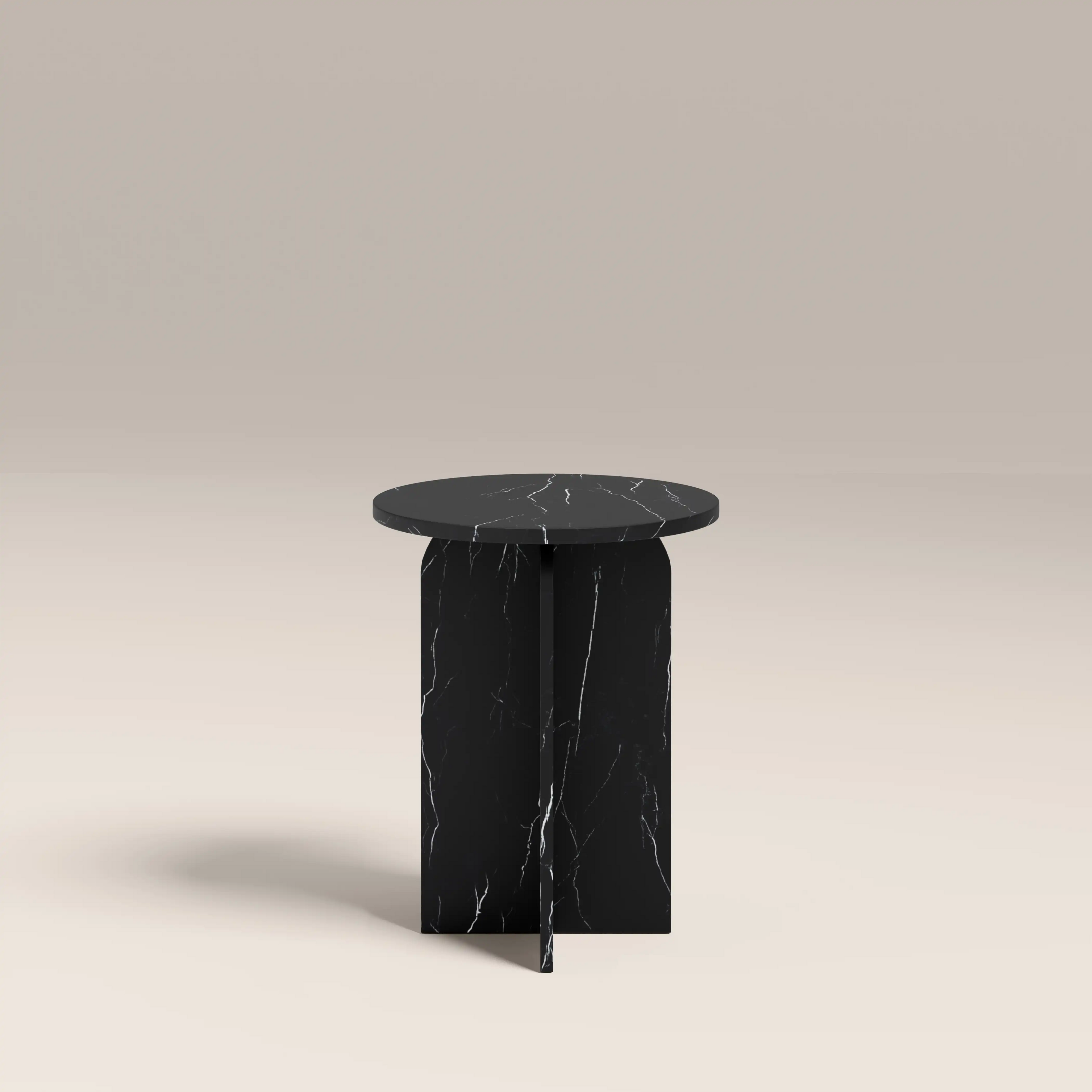 Eli Round Side Table | Black Marble