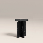 Eli Round Side Table | Black Marble