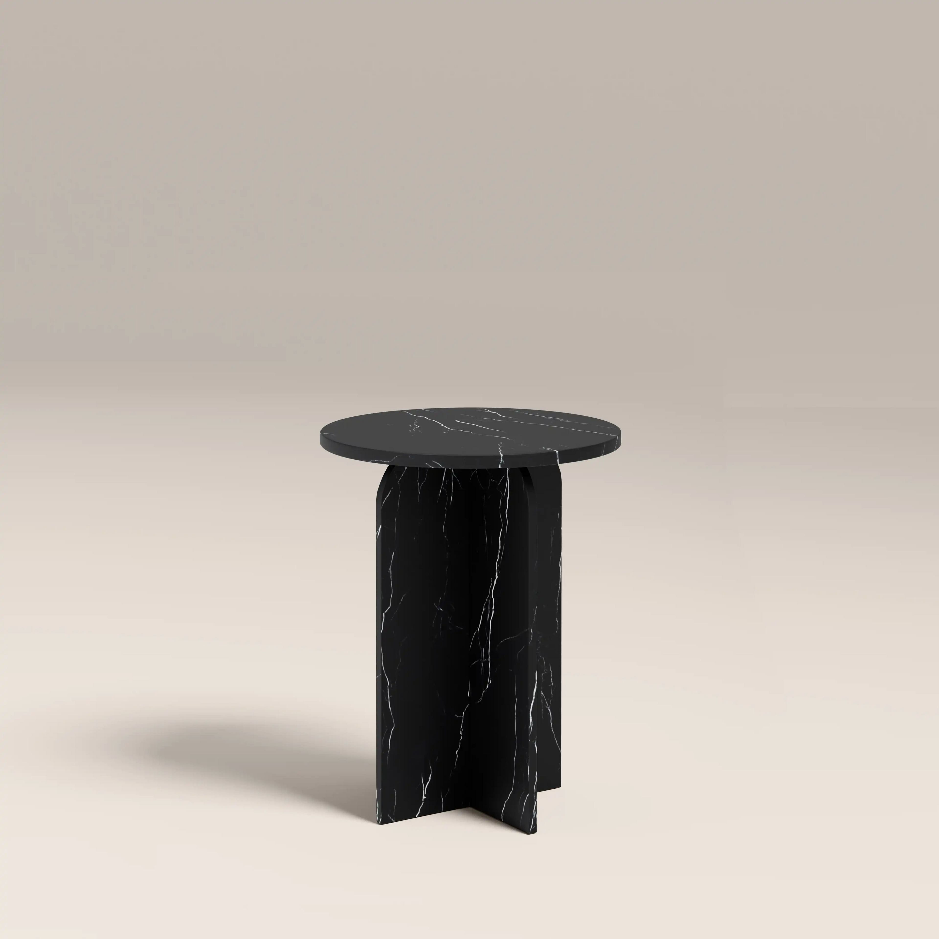 Eli Round Side Table | Black Marble