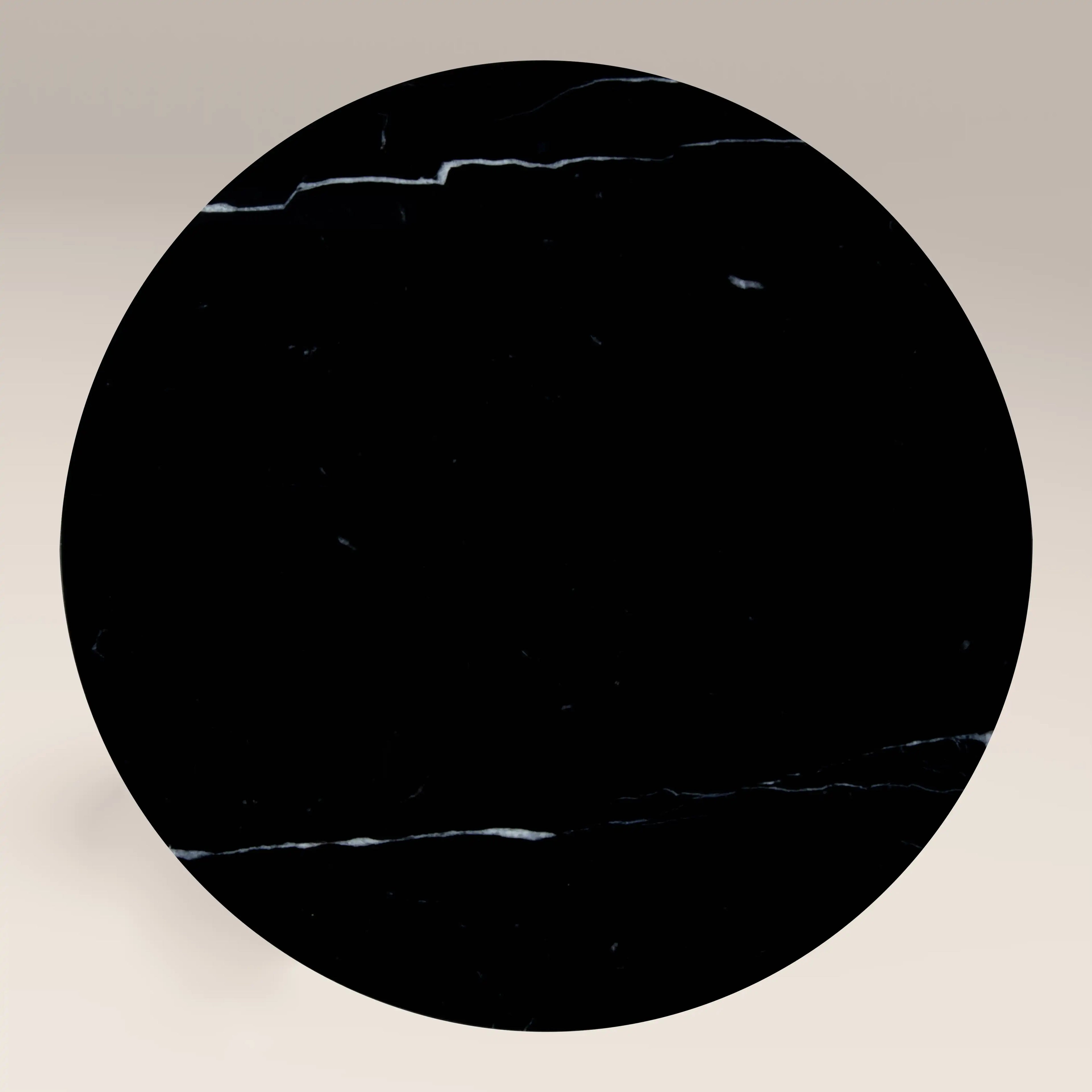 Eli Round Side Table | Black Marble