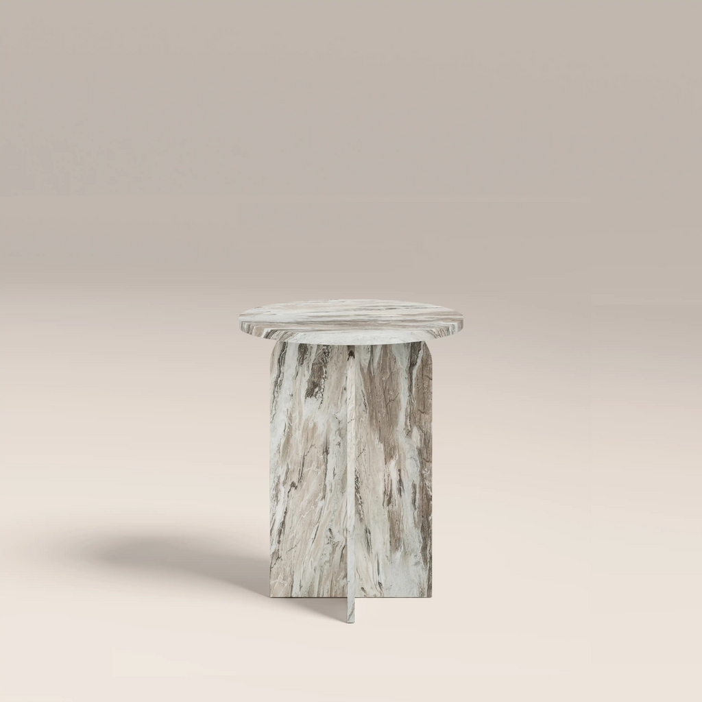 Eli Round Side Table | Brown Marble
