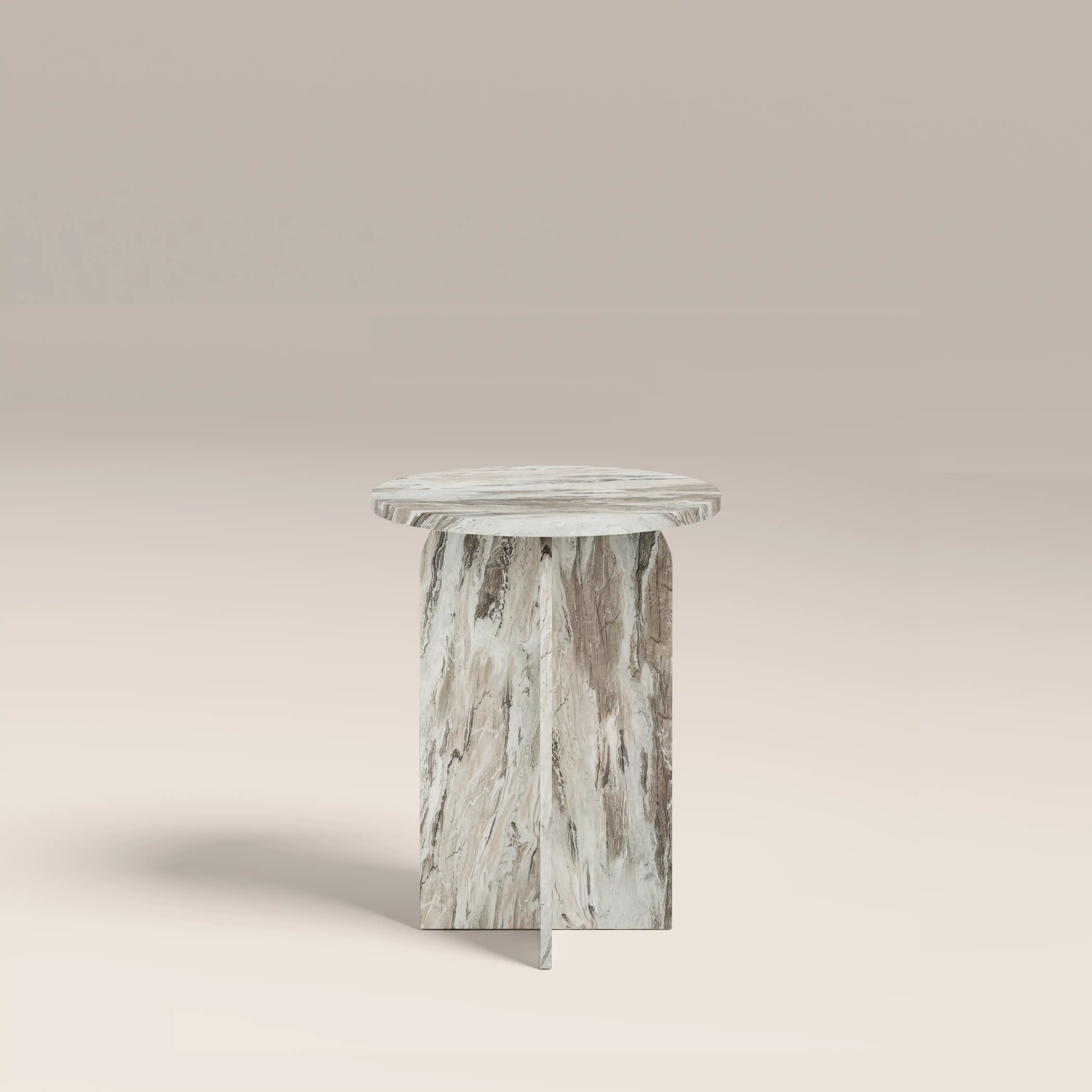 Eli Round Side Table | Brown Marble