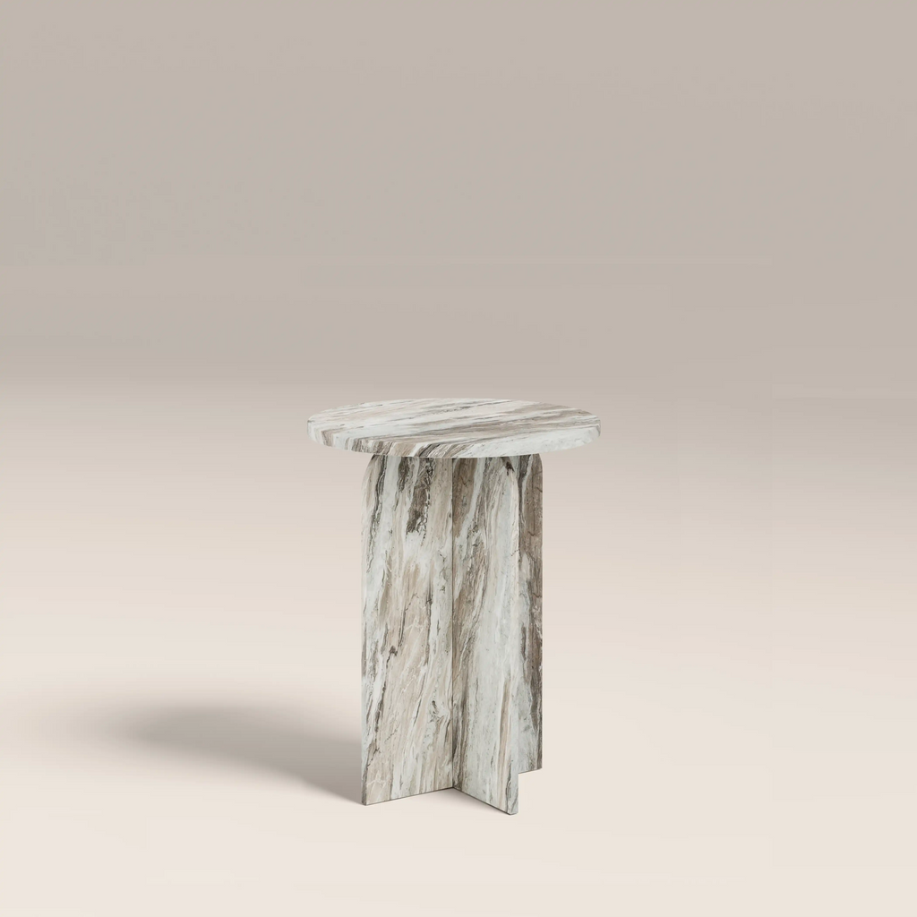 Eli Round Side Table | Brown Marble