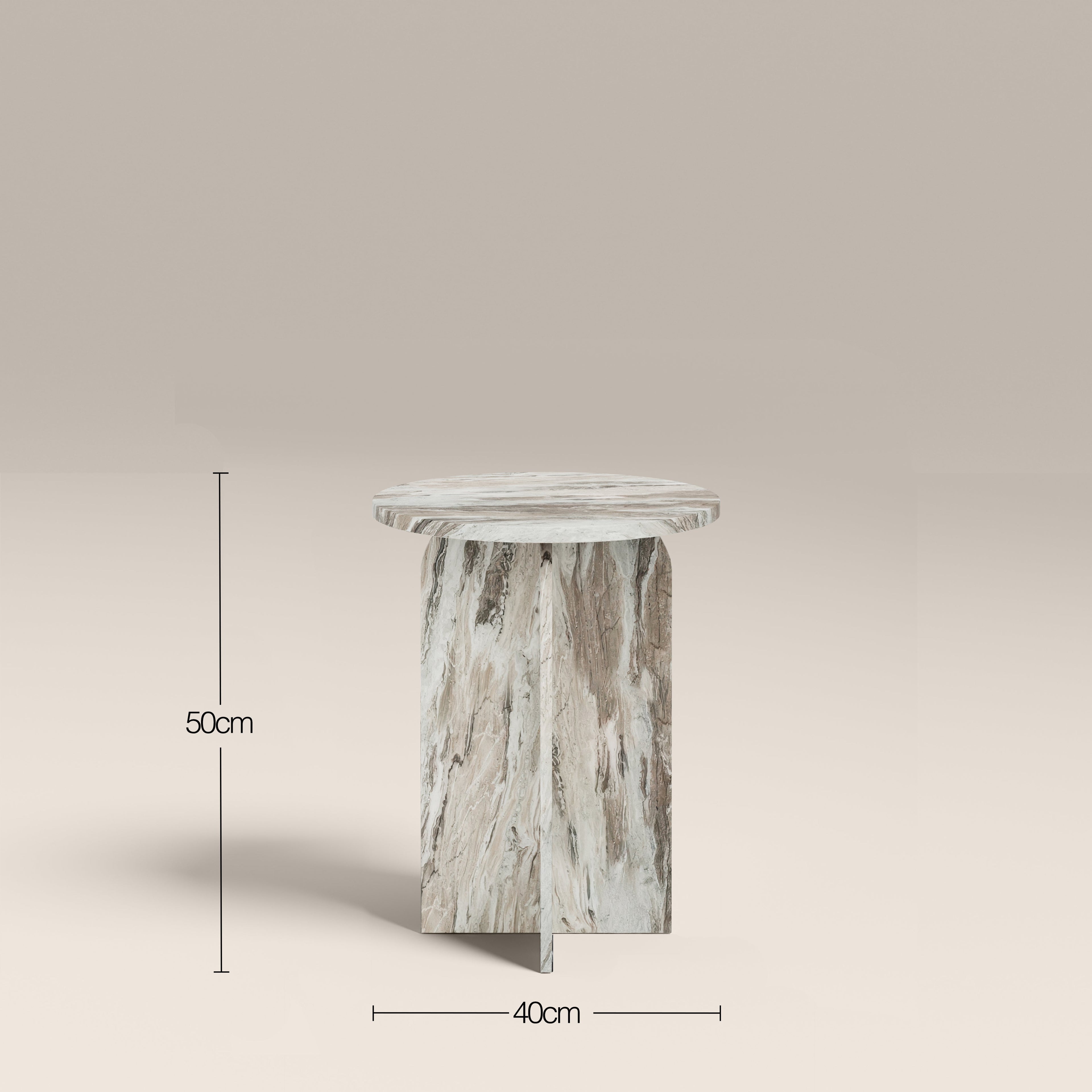 Eli Round Side Table | Brown Marble