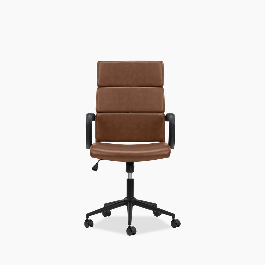 Mae High Back Office Chair | Vintage Tan Faux Leather & Black
