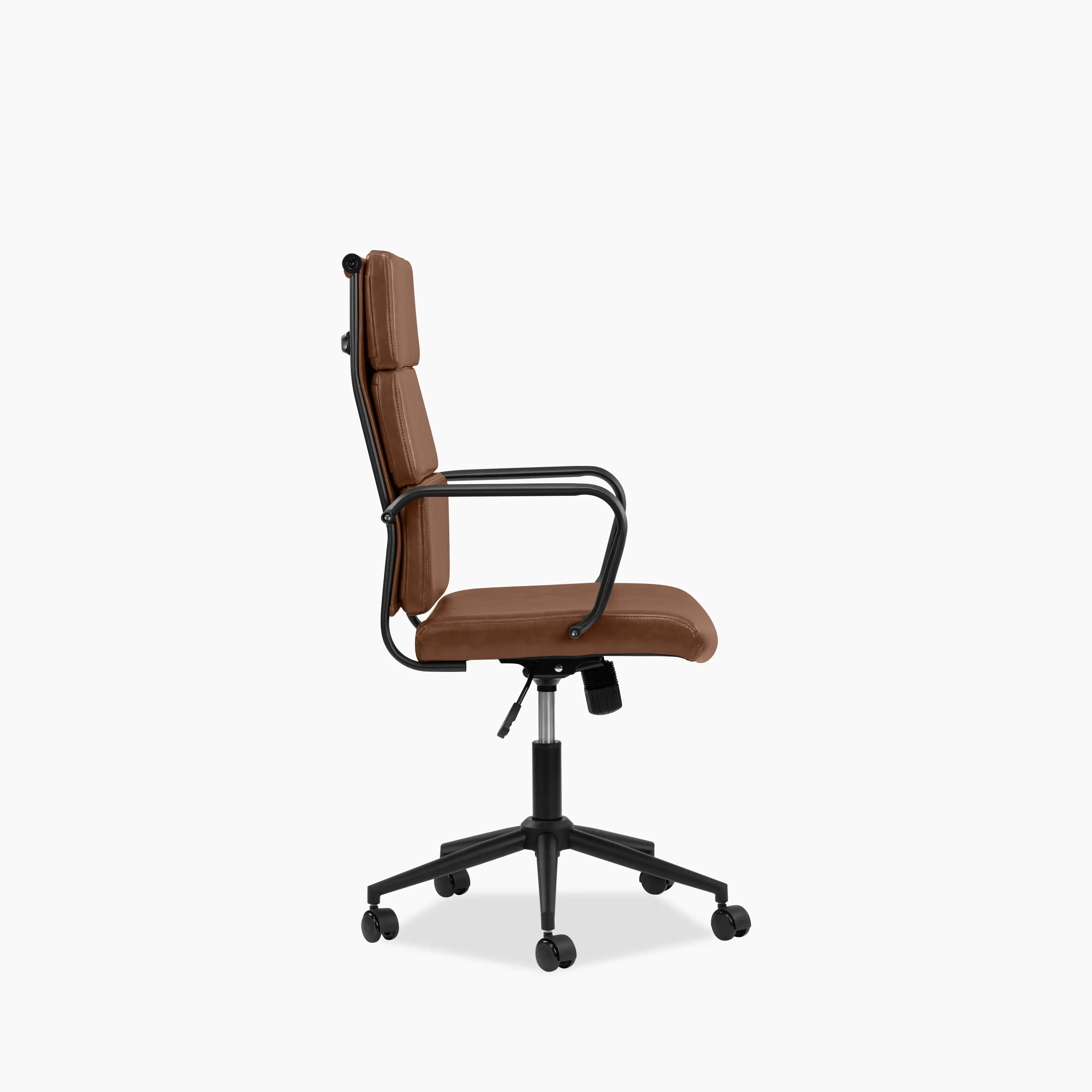 Mae High Back Office Chair | Vintage Tan Faux Leather & Black