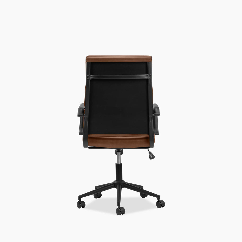 Mae High Back Office Chair | Vintage Tan Faux Leather & Black
