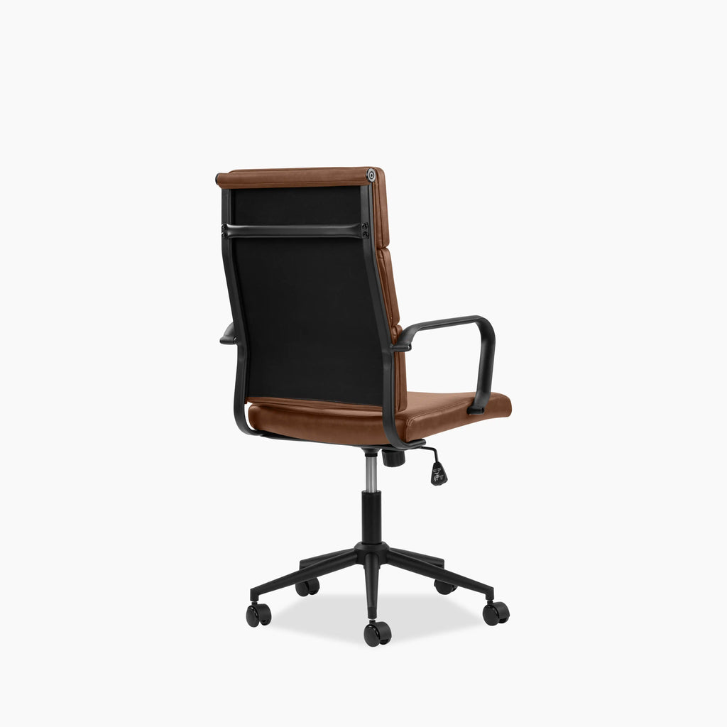 Mae High Back Office Chair | Vintage Tan Faux Leather & Black