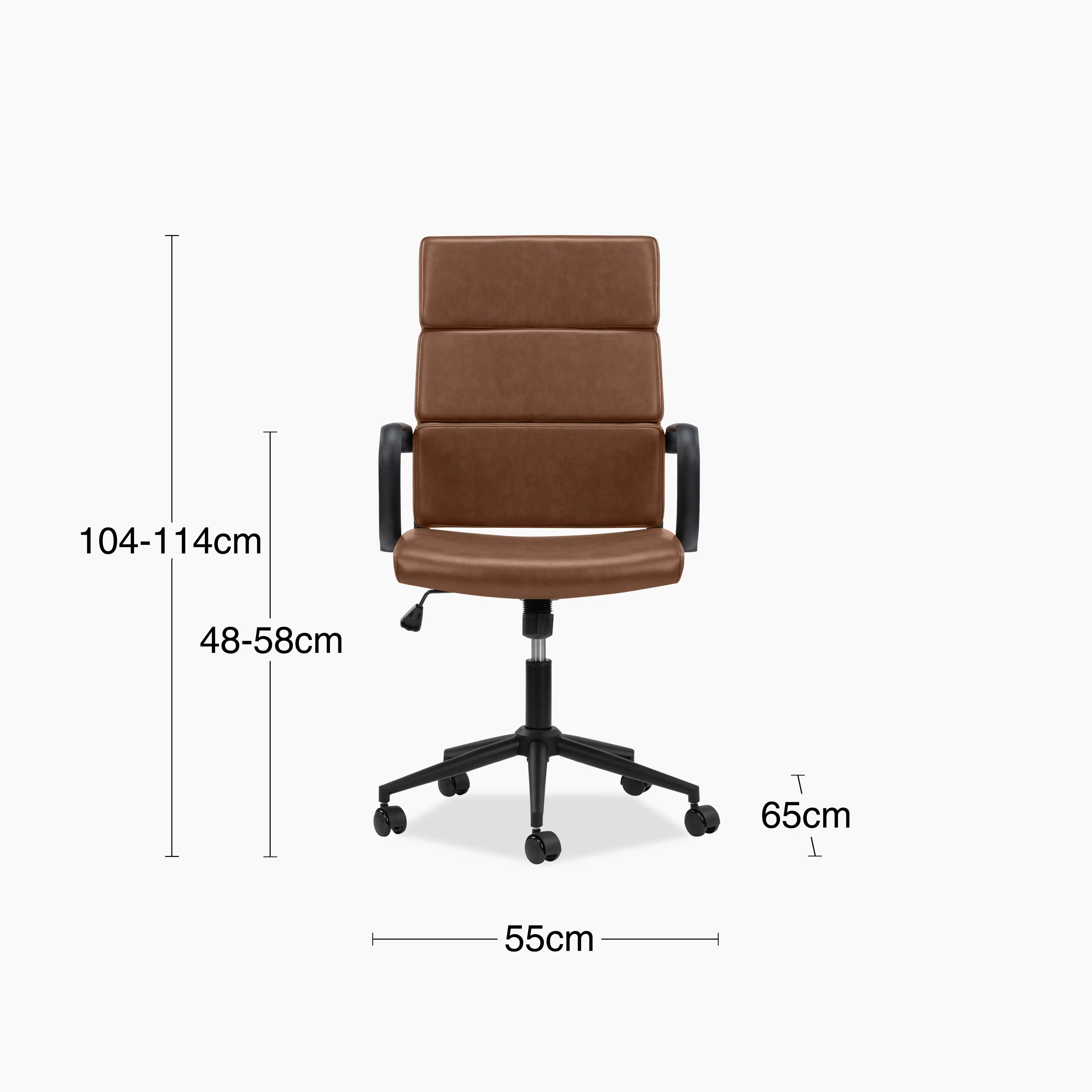 Mae High Back Office Chair | Vintage Tan Faux Leather & Black