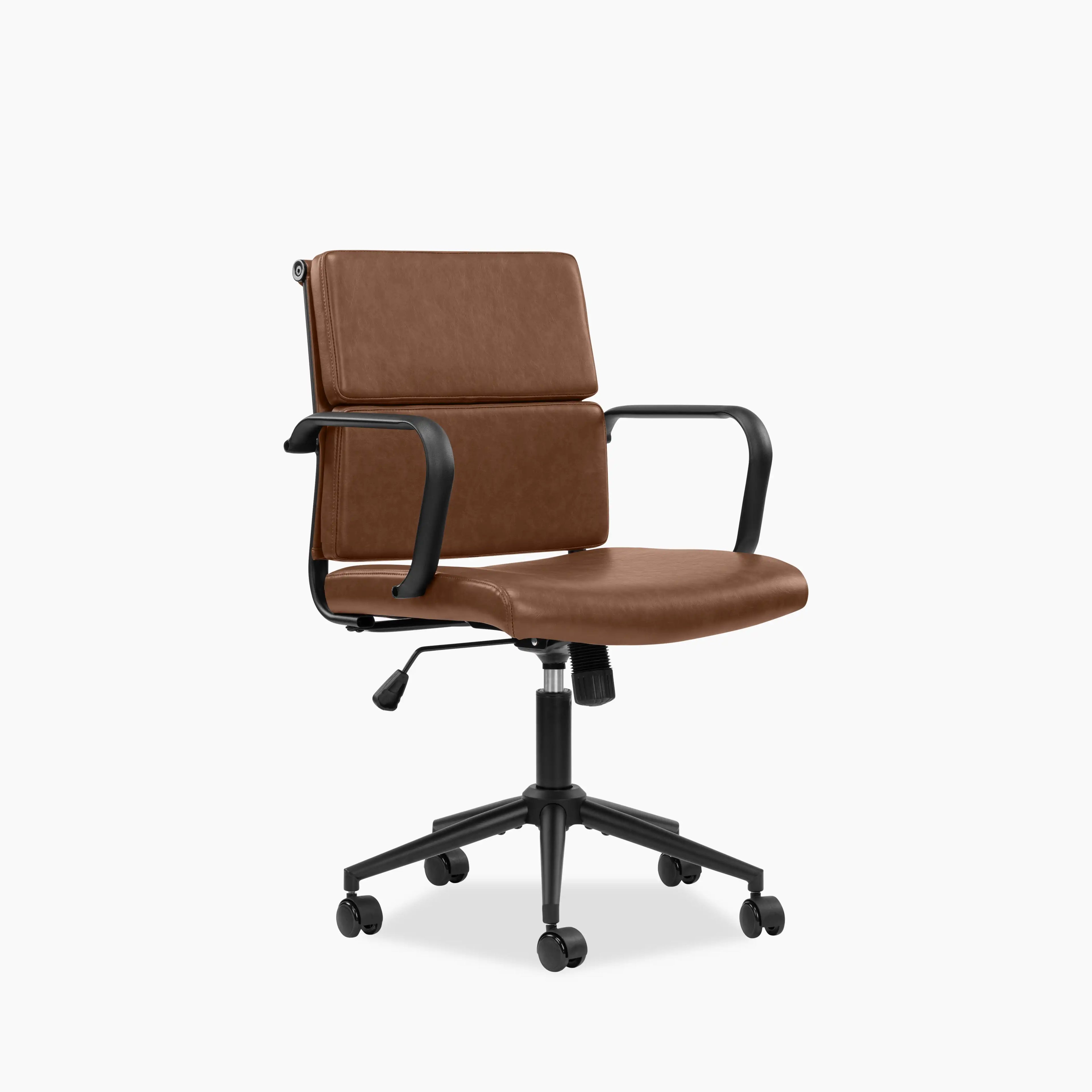 Mae Office Chair | Vintage Tan Faux Leather & Black