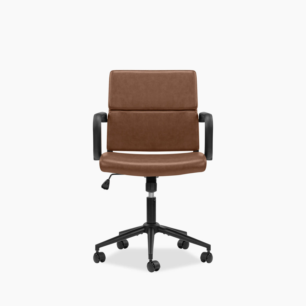 Mae Office Chair | Vintage Tan Faux Leather & Black