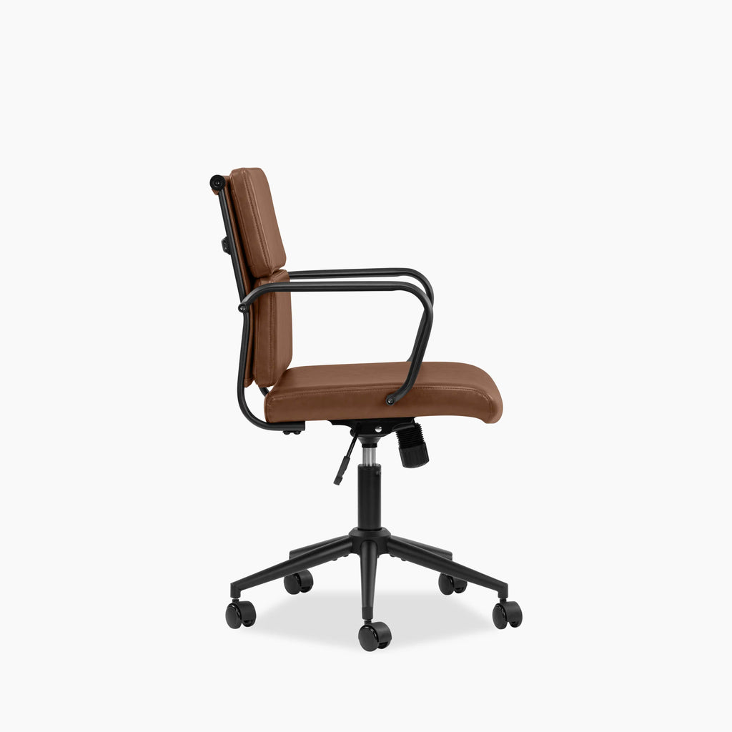 Mae Office Chair | Vintage Tan Faux Leather & Black