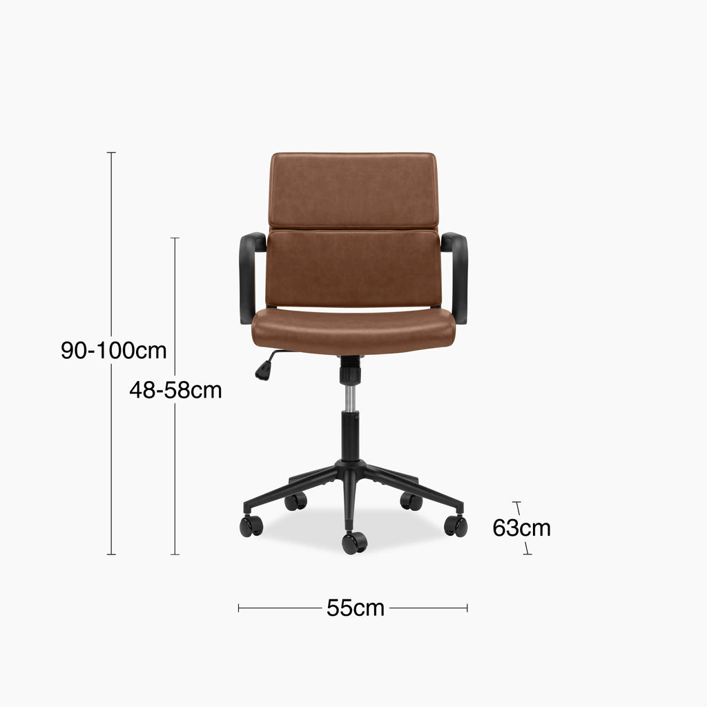 Mae Office Chair | Vintage Tan Faux Leather & Black