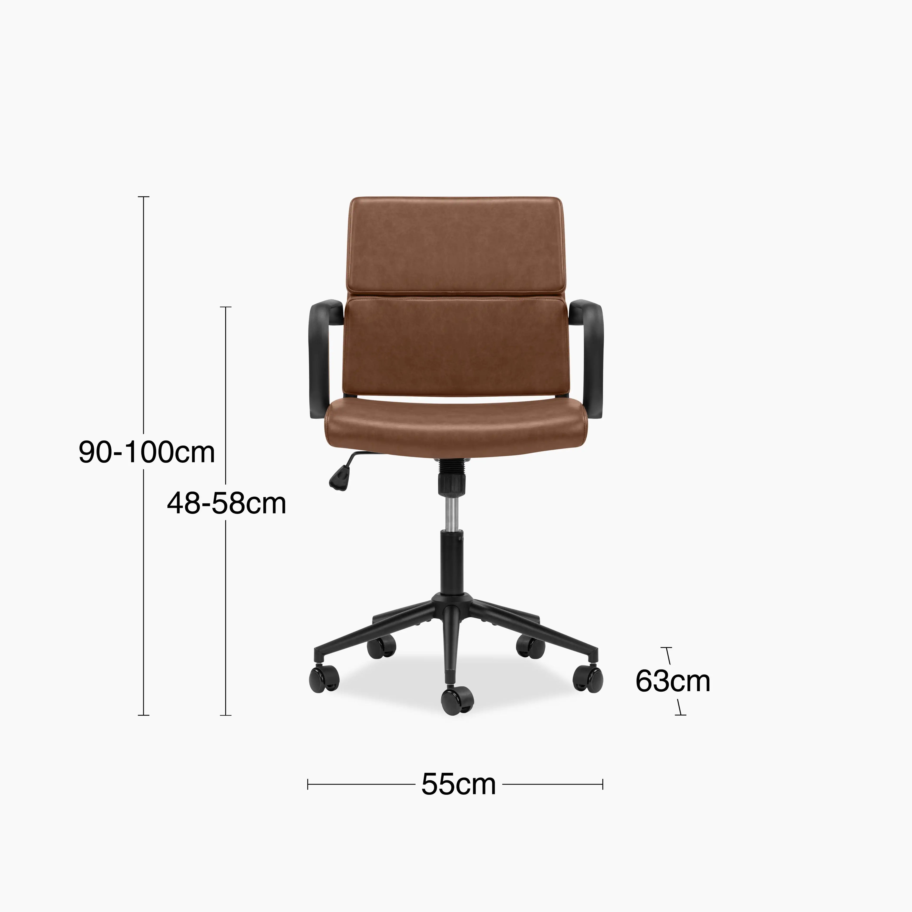 Mae Office Chair | Vintage Tan Faux Leather & Black