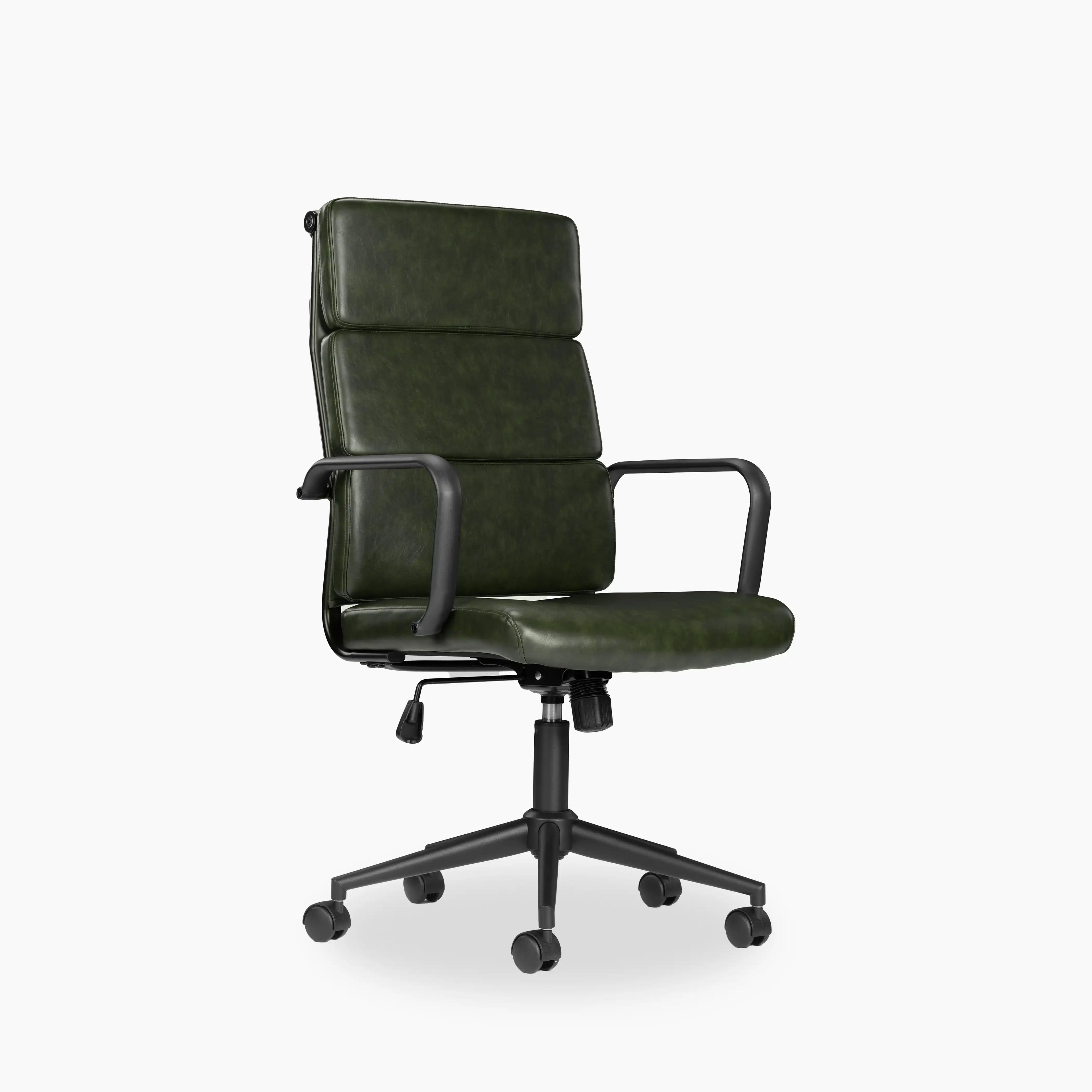 Mae High Back Office Chair | Vintage Green Faux Leather & Black