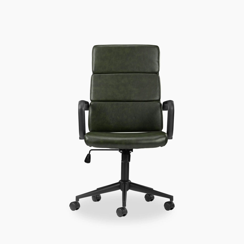 Mae High Back Office Chair | Vintage Green Faux Leather & Black