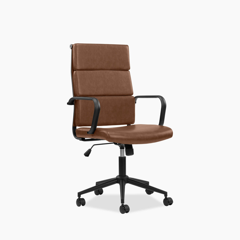 Mae High Back Office Chair | Vintage Tan Faux Leather & Black