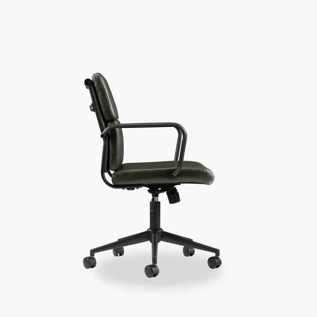 Mae Office Chair | Vintage Green Faux Leather & Black