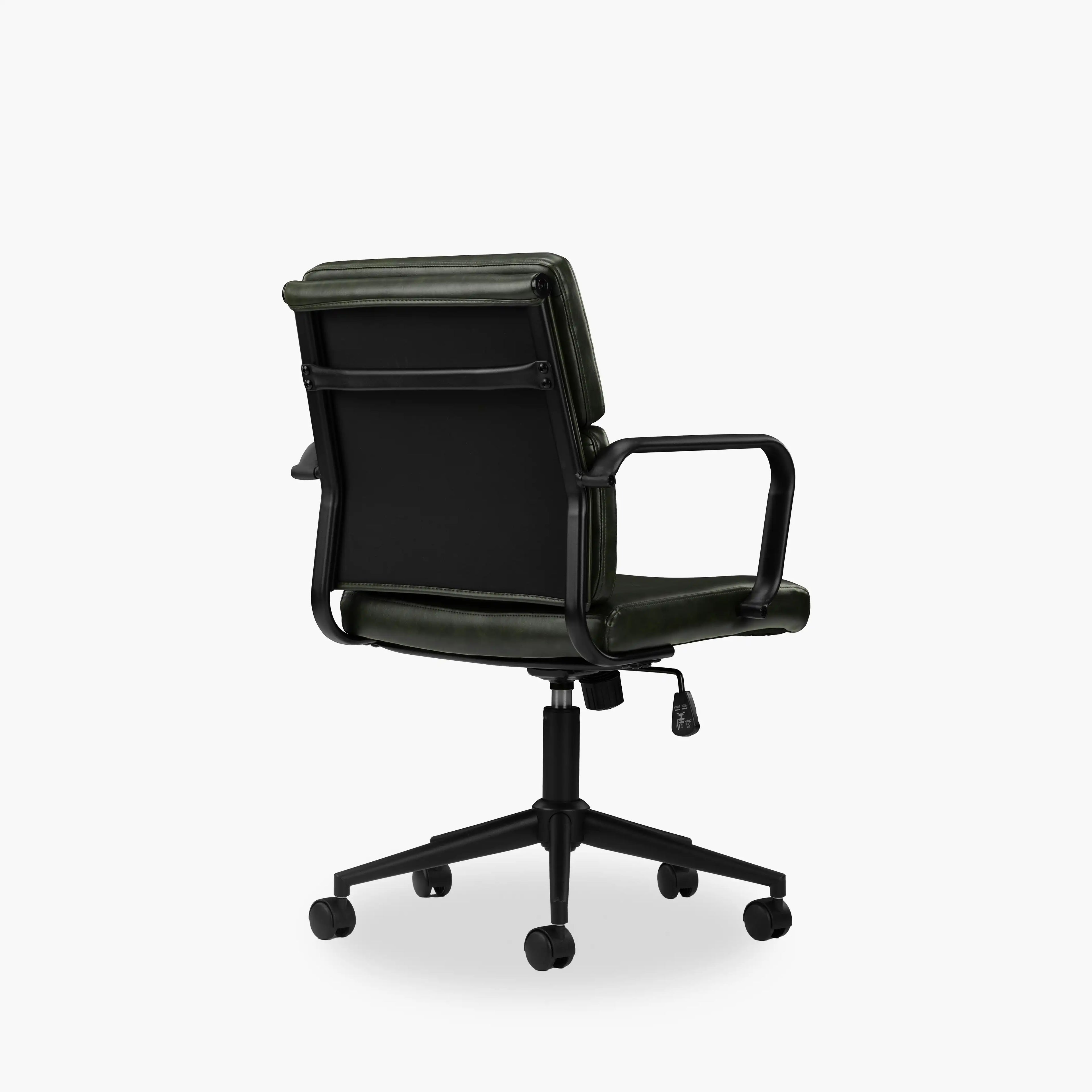 Mae Office Chair | Vintage Green Faux Leather & Black