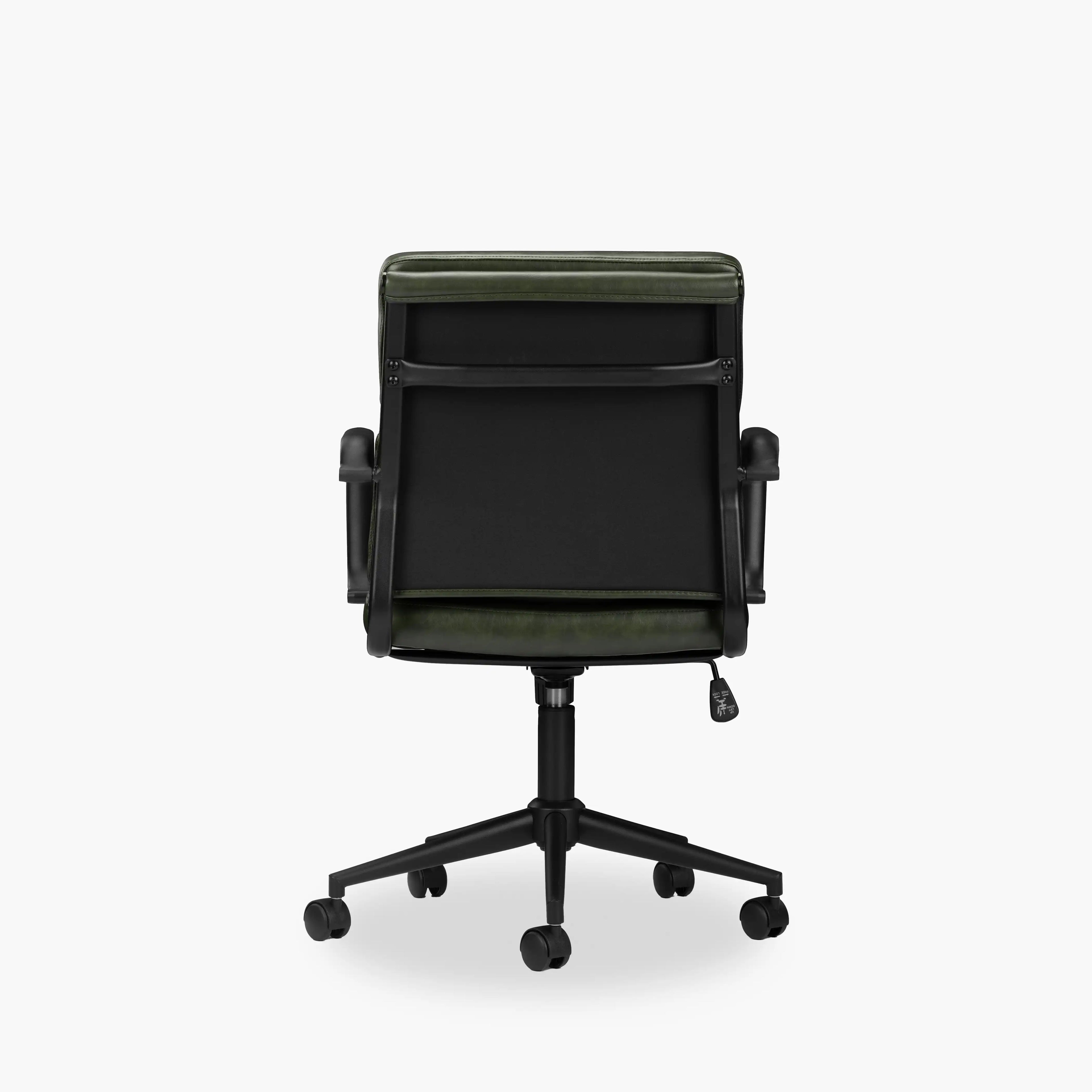 Mae Office Chair | Vintage Green Faux Leather & Black