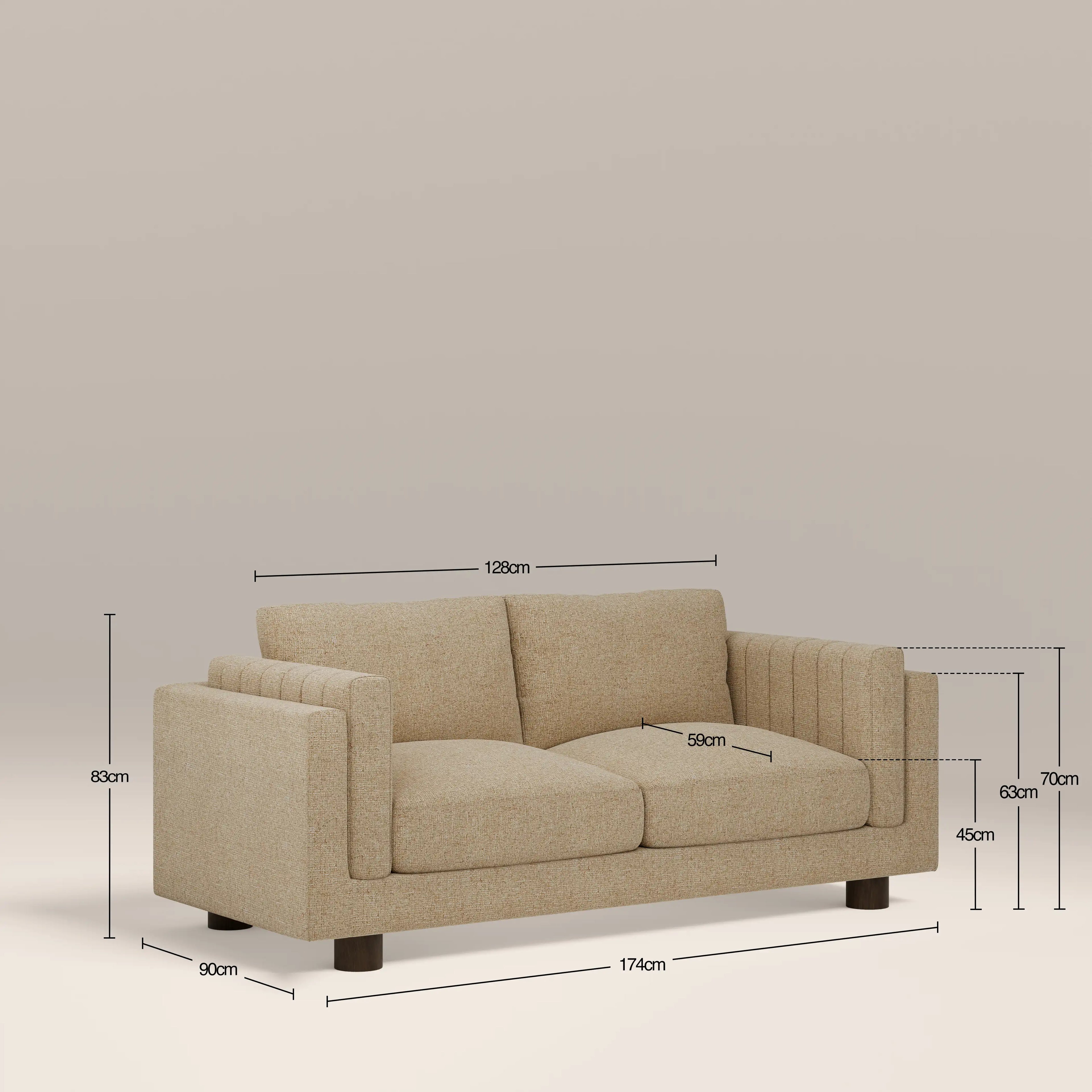 Halton 2 Seater Sofa | Speckled Latte Boucle